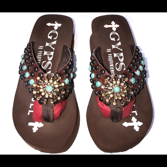 GYPSY SOULE TURQUOISE FLIP FLOPS - Picture 2 of 7